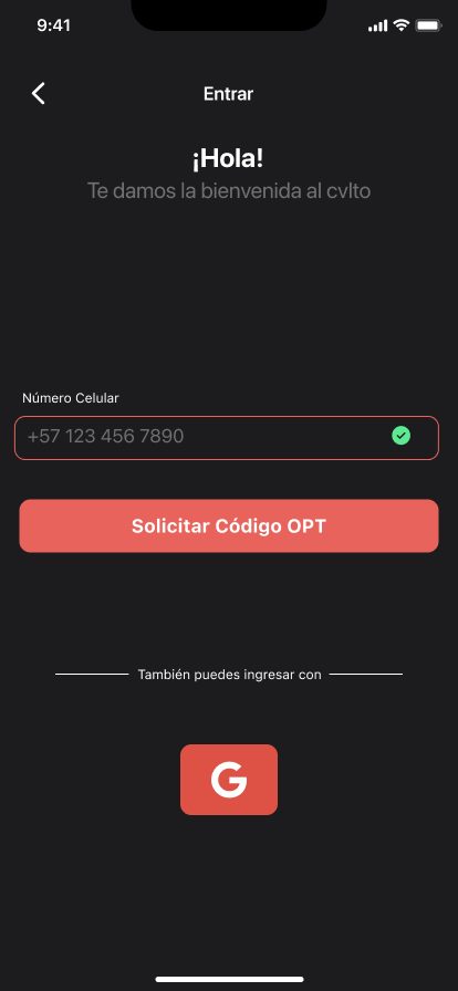 Login con número de teléfono, variante