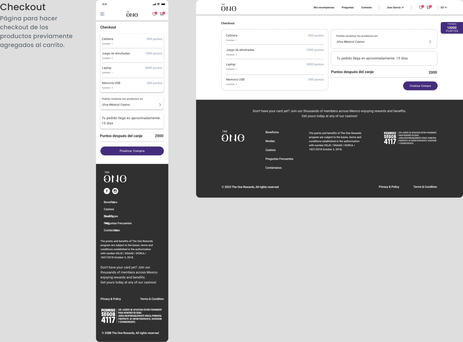 Checkout del sitio web